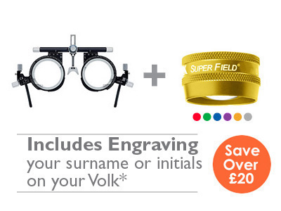 OFFER 16<br>Oculus UB3+ (42100) Trial Frame and Volk Super Field (Col) with Engraving