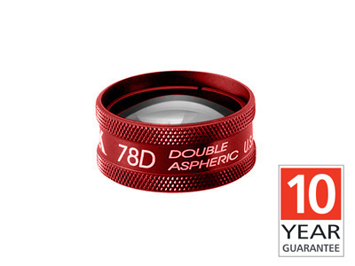 Volk 78D (Red) Double Aspheric With Case