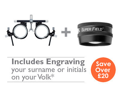 OFFER 15<br>Oculus UB3+ (42100) Trial Frame and Volk Superfield (Black) with Engraving